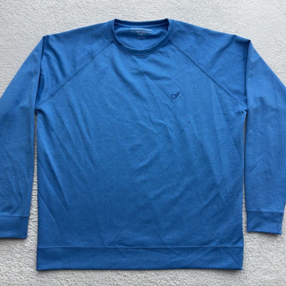 Holderness & Bourne Dry Luxe Performance Pullover Mens Large Blue Tailored Fit